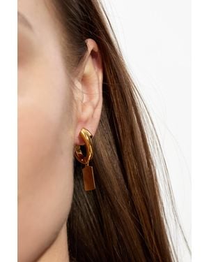 Balenciaga Brass Earrings With An Asymmetrical Shape - Brown