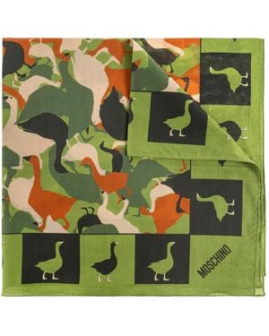Moschino Cotton Scarf With Print - Green