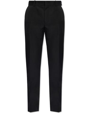 McQueen Wool Pleat-Front Trousers - Black