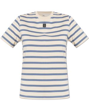 Tory Burch Striped Pattern T-Shirt - White