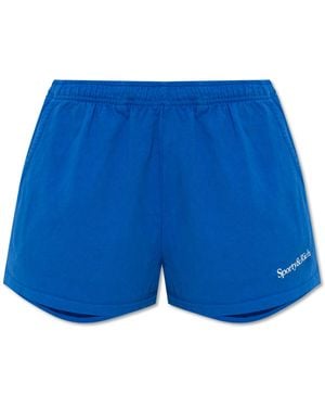 Sporty & Rich "Serif Logo Disco" Shorts - Blue