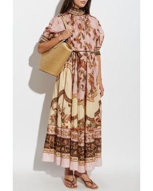 Zimmermann Silk Dress With Print - Brown