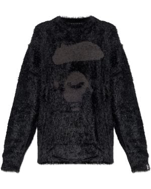 A Bathing Ape Quilted Jacket With Detachable Hood - Black