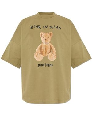 Palm Angels T-Shirt With Print - Yellow