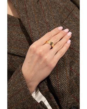 Tory Burch Ring With Engraved Logo - Black