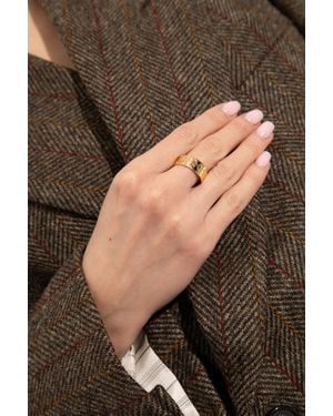 Tory Burch Ring With Engraved Logo - Black