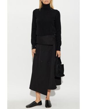 Ami Paris Cashmere Turtleneck With Embroidered Logo - Black