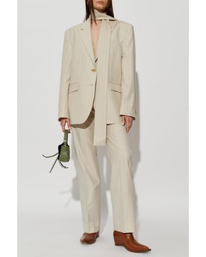 Acne Studios Wool Pinstripe Pants - Natural