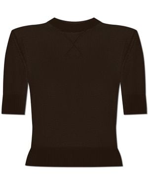 Jil Sander Top With Embroidered Logo - Black