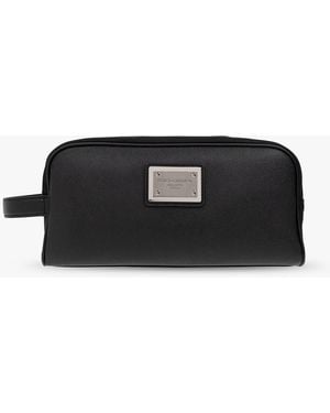 Dolce & Gabbana Wash Bag With Logo - Black