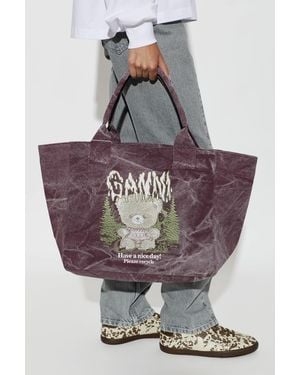 Ganni Bag With Colorful Embroidery - Gray