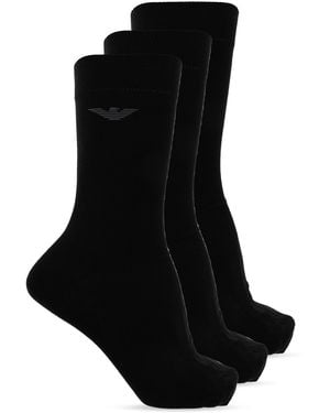 Emporio Armani Three-Pack Of Socks With Logo - Black