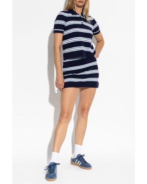 Sporty & Rich Striped Pattern Polo - Blue