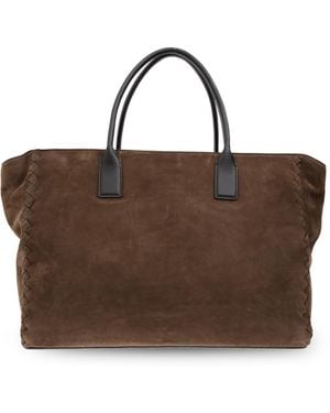 Bottega Veneta Army Suede Corriere Shopping Bag in Brown for
