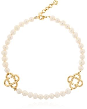 CASABLANCA Necklace With Logo - White