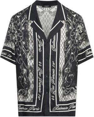 Balmain Silk Short-Sleeve Shirt - Black