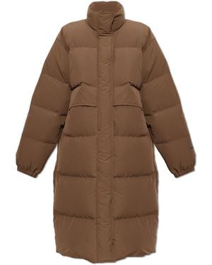 Jil Sander Quilted Jacket With Stand-Up Collar - Brown