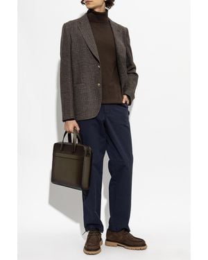 Paul Smith Wool Turtleneck With Embroidered Logo - Brown