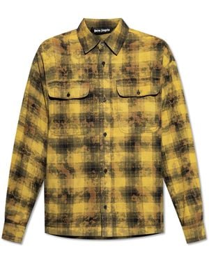 Palm Angels Plaid Patterned Shirt - Yellow