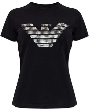 Emporio Armani T-Shirt With Printed Logo - Black