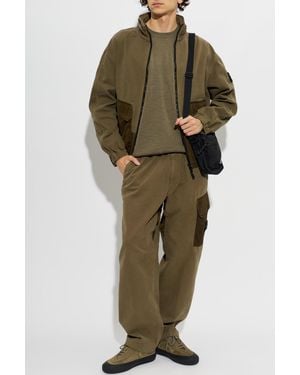 Stone Island Jacket With A Concealed Hood - Green