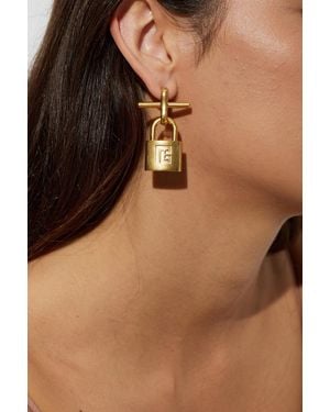 Balmain Earrings With Padlock Pendants - Brown