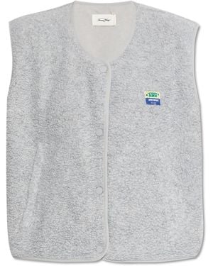 American Vintage Furry Vest With Logo Patch - Grey