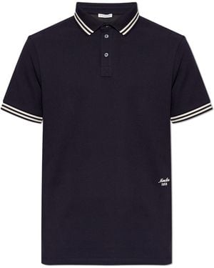 Moncler Polo With Embroidered Logo - Blue