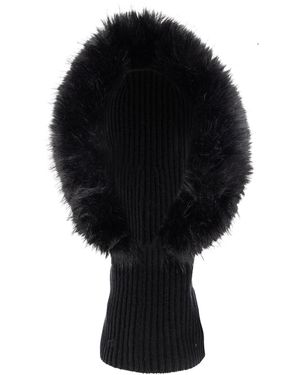 Balenciaga Wool Hood With Faux Fur - Black