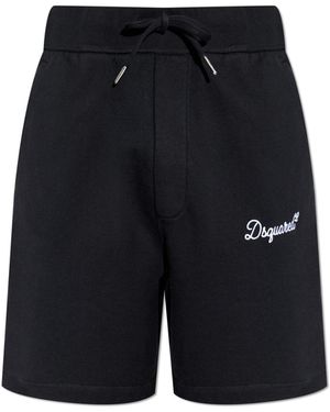 DSquared² Cotton Shorts With Embroidered Logo - Blue