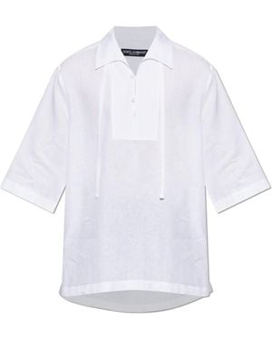Dolce & Gabbana Linen Polo - White