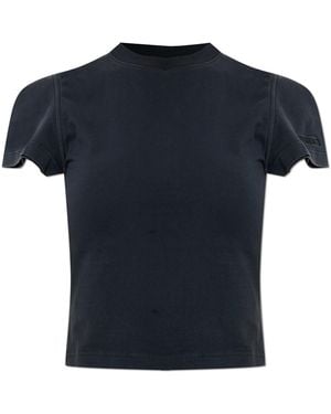 Vetements Cropped T-Shirt With Embroidered Logo - Black