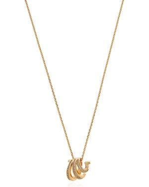 Ferragamo Necklace With A Pendant Featuring Shimmering Crystals - Metallic