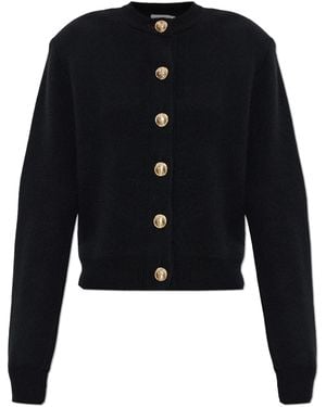 Balmain Wool Cardigan With Shoulder Pads - Black