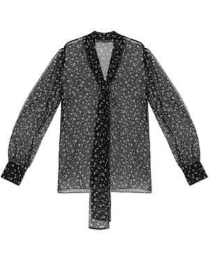 Dolce & Gabbana Silk Shirt With Floral Motif - Black