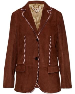 Marni Leather Blazer - Brown