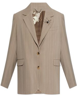 Golden Goose Blazer With A Shimmering Appliqué - Natural