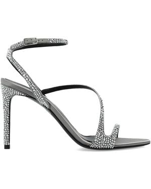 McQueen Heeled Sandals With Shimmering Crystals - White
