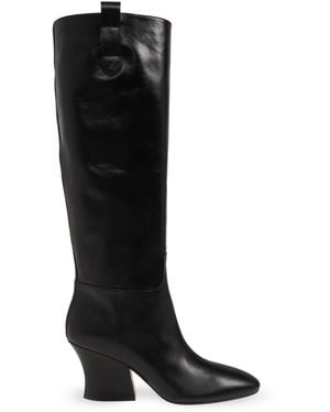 Jil Sander Leather Heeled Boots "Lune" - Black