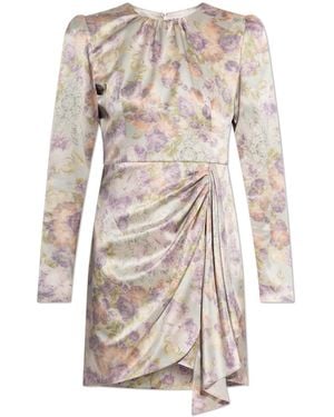 Alessandra Rich Silk Dress With Floral Motif - White