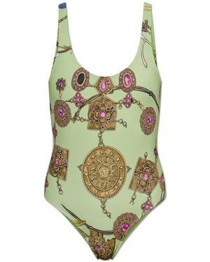 Versace One-Piece Swimsuit With "Broken Jewels" Print - Green