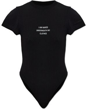 Vetements Cotton Bodysuit With Print - Black