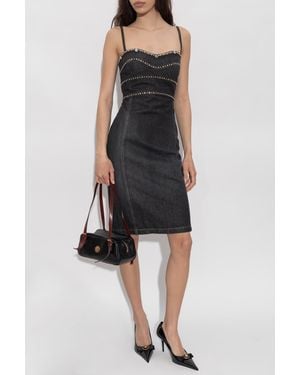 Versace Denim Dress With Shimmering Appliqués - Black