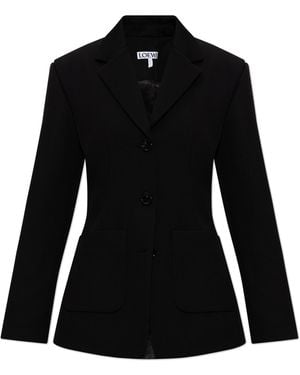Loewe Wool Blazer With Notch Lapels - Black