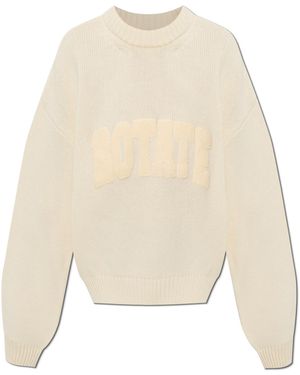 ROTATE BIRGER CHRISTENSEN Wool Jumper With Logo - Natural
