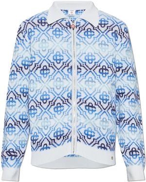 CASABLANCA Cardigan With Monogram - Blue