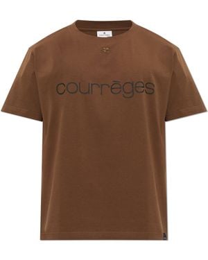 Courreges T-Shirt With Printed Logo - Brown