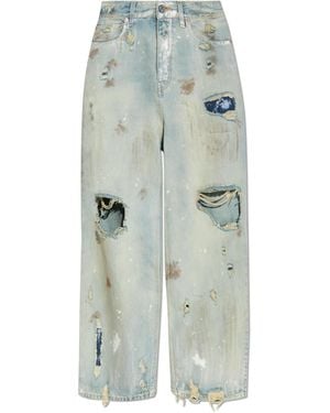 Vetements Jeans With A Distressed Effect - White