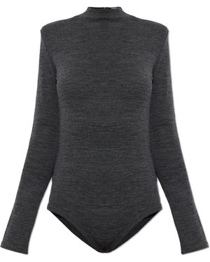 Jil Sander Wool Bodysuit With Long Sleeves - Black