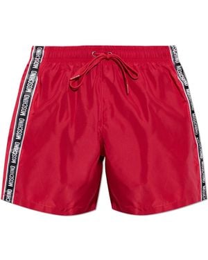 Moschino Swim Shorts With Logo - Red